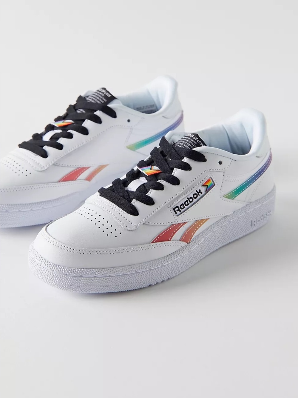 Reebok Club C Revenge Pride Sneaker - White & Rainbow Leather Unisex Tennis Shoe